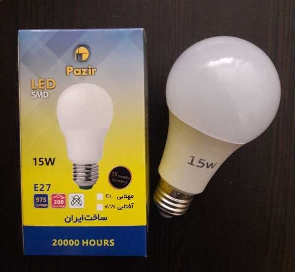 لامپ حبابی ال ای دی ۱۵ وات نور مهتابی با پایه E27