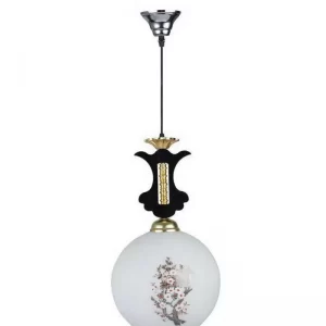 آکبند لوستر چوبی تک شعله حبابی