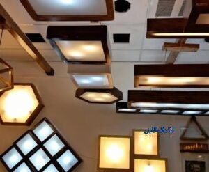 لوستر چوبی گل نیلوفر