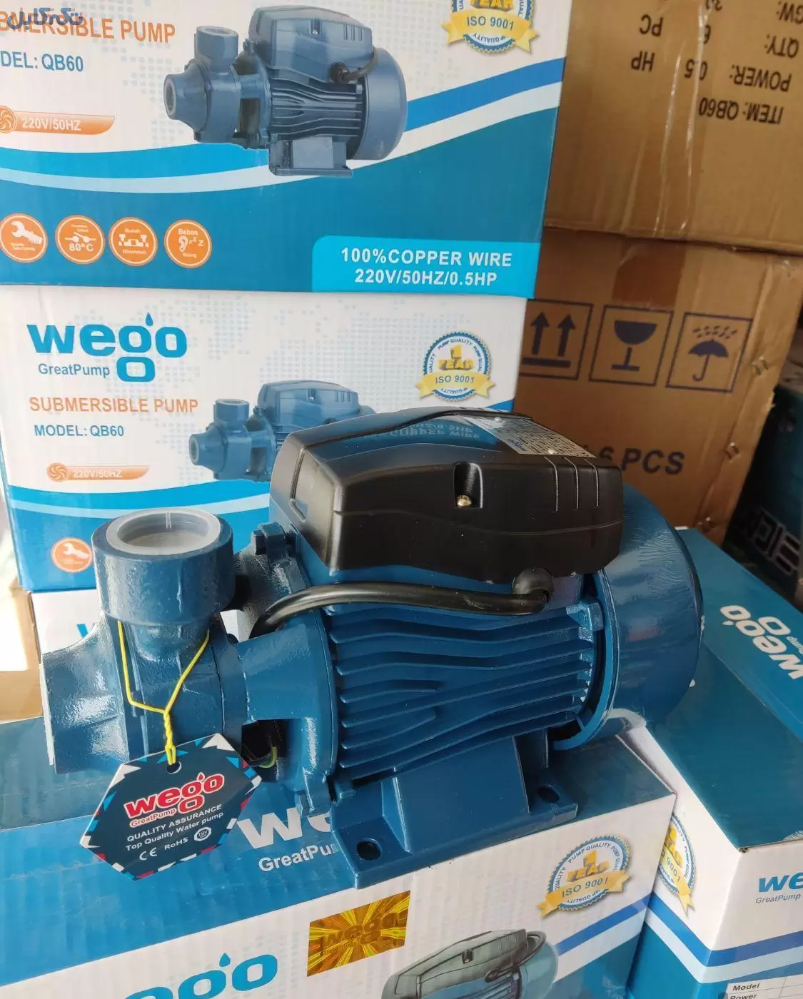 پمپ آب 0.5HP نیم اسب Wego ویگو اصلی100%مس تا طبقه۳