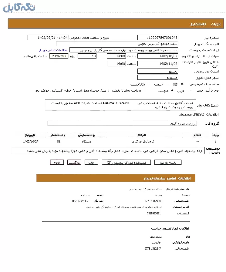 قطعات آنالایزر ساخت ABB