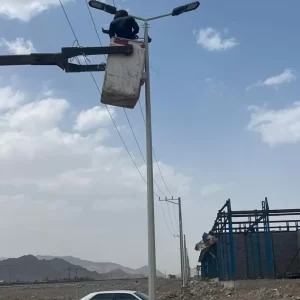 پایه چراغ ۹ متری چند وجهی گالوانیزه با فنداسیون در زاهدان