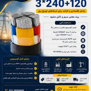 کابل آلومینیوم 3 در 240 بعلاوه 120