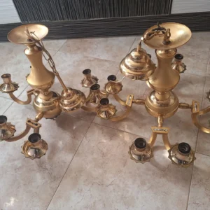 دو عدد لوستر برنزی آب طلا کاری با طلای 999,9سویسی